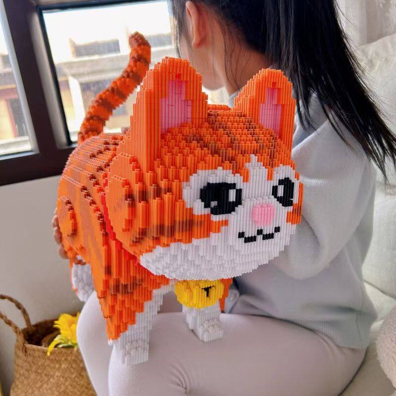 宠物猫2025新款萌宠猫猫积木拼装益智解压玩具儿童男女孩生日礼物
