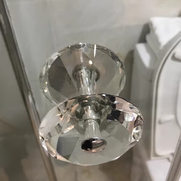 卫生间粉色水晶单孔淋浴房门拉手