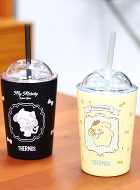 膳魔师新款保温杯带吸管316钢马克咖啡杯牛奶杯美乐蒂布丁狗TCKO