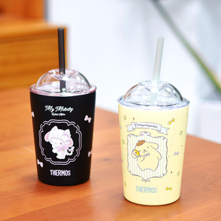 膳魔师新款保温杯带吸管316钢马克咖啡杯牛奶杯美乐蒂布丁狗TCKO