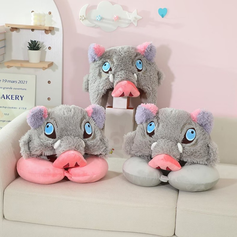 鬼灭之刃周边伊之助猪猪连帽颈枕