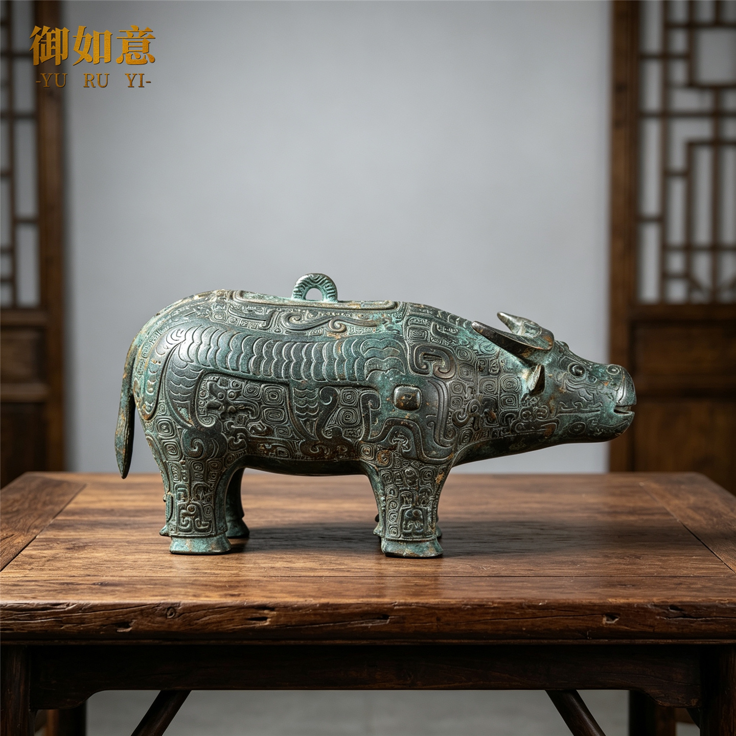 仿古青铜器殷商亚长牛尊牛觥摆件盛酒器工艺品家居装饰礼品艺术品