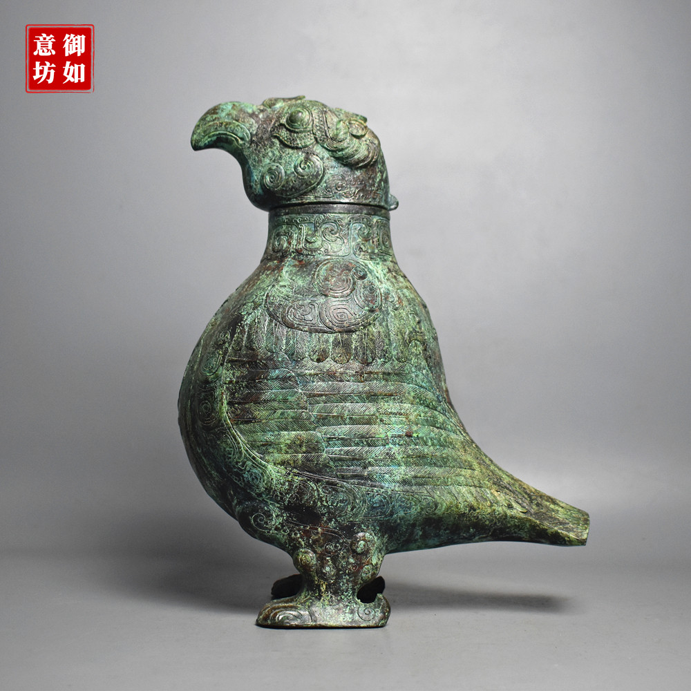 青铜器子作弄鸟尊铜樽仿古盛酒器