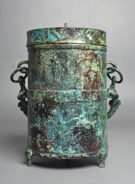 青铜器仿古链子提梁壶做旧铜壶