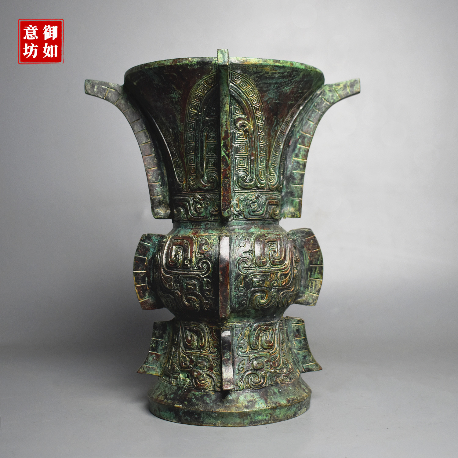 青铜器佳父癸尊精细花纹仿古纯铜摆件古玩工艺礼品复古家居装饰品