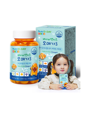 韩国直邮NutriDDAY儿童深海鱼肝油Omega3咀嚼软糖45粒