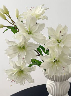 仿真花重瓣百合假花摆设花艺摆件客厅装饰高端插花高档仿生花束