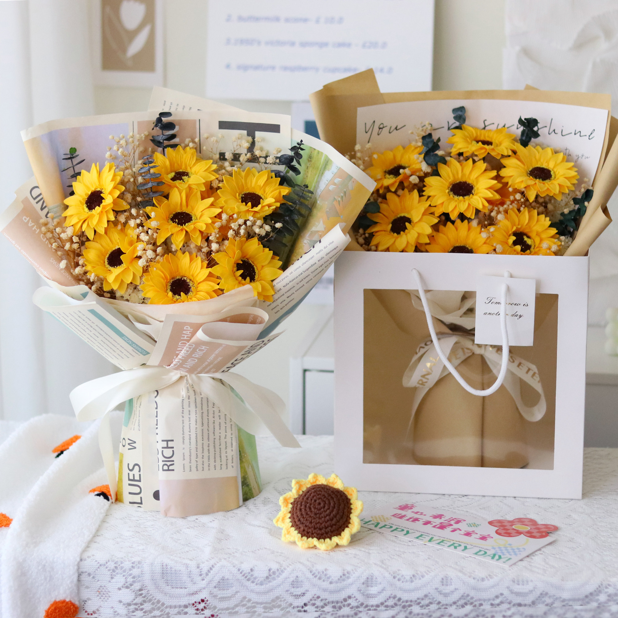 向日葵干花永生花花束香皂花生日毕业教师节礼物送闺蜜送男女老师