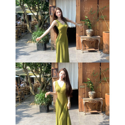 喵喵 法式纯欲风提花V领2026新款高级感收腰显瘦吊带连衣裙女夏季