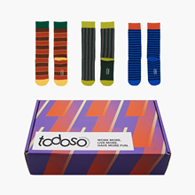 方式商店｜todoso设计感条纹中筒袜3双装生日礼物礼盒