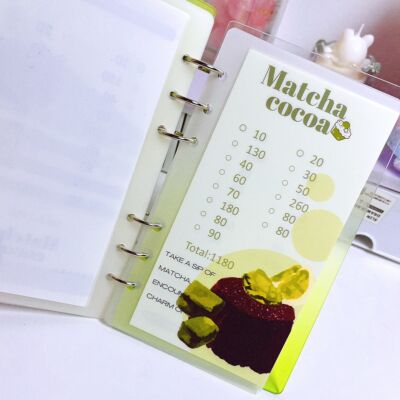 原创绿色抹茶系列小额涂色存钱袋活页记账本存单袋可改数字