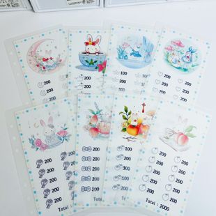 原创A6兔兔系列家庭预算分类存钱袋可改金额文字