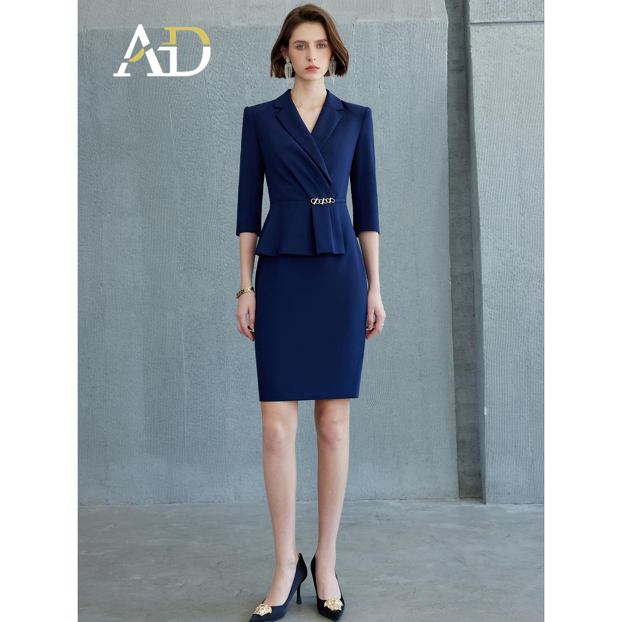 AD高端楼盘营销工作服女前台接待服装2024新款遮肉显瘦职业连衣裙