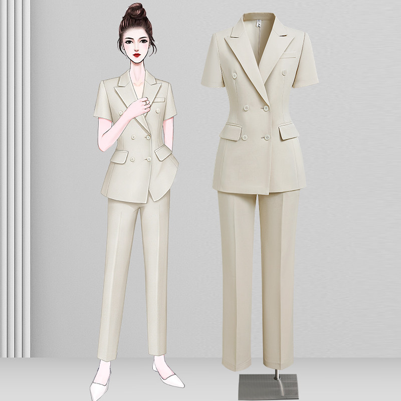 短袖西装套装女夏款休闲时尚气质干练女神范职场通勤面试职业正装