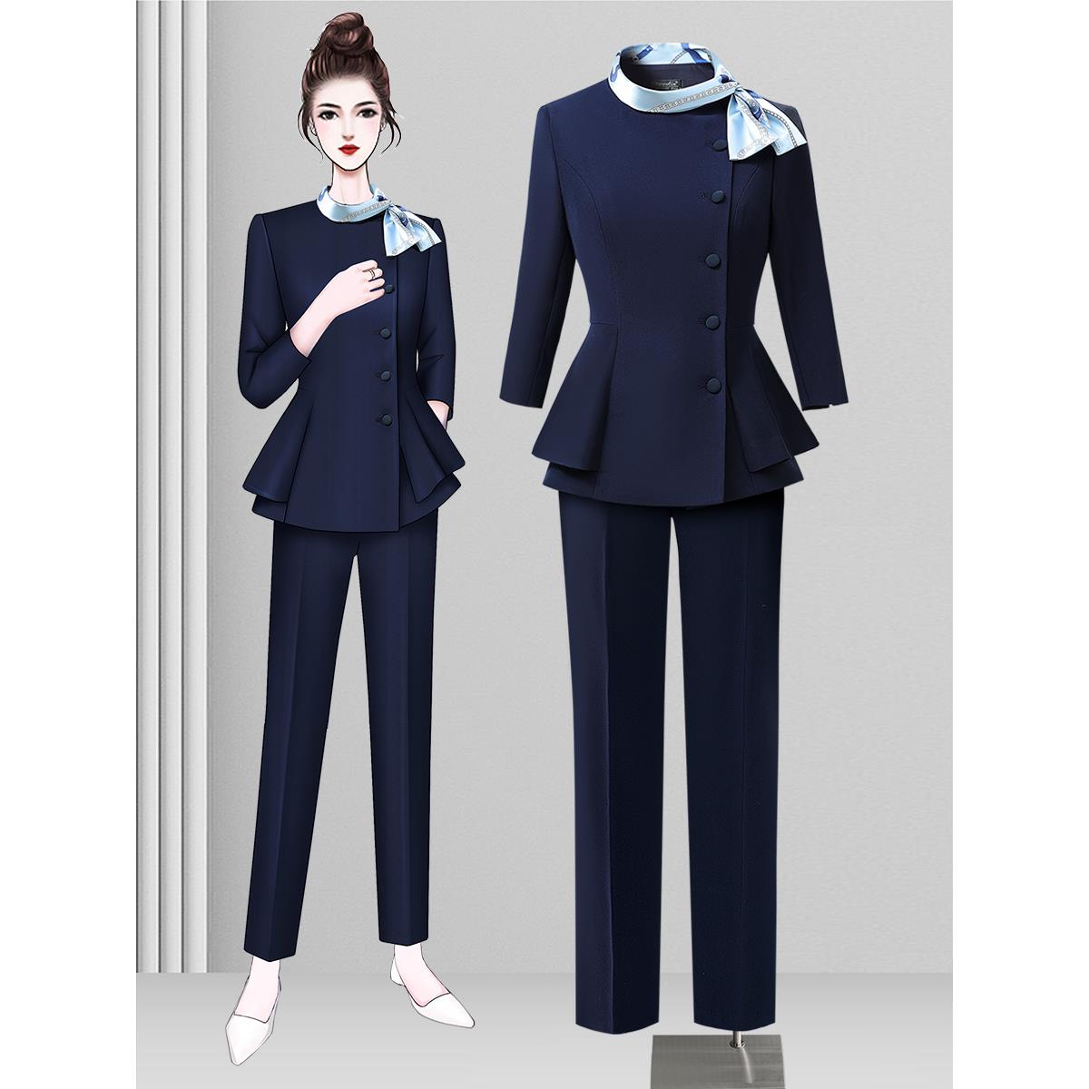 职业西装套装女春秋医美前台接待工作装美容师工作服女高端美容院