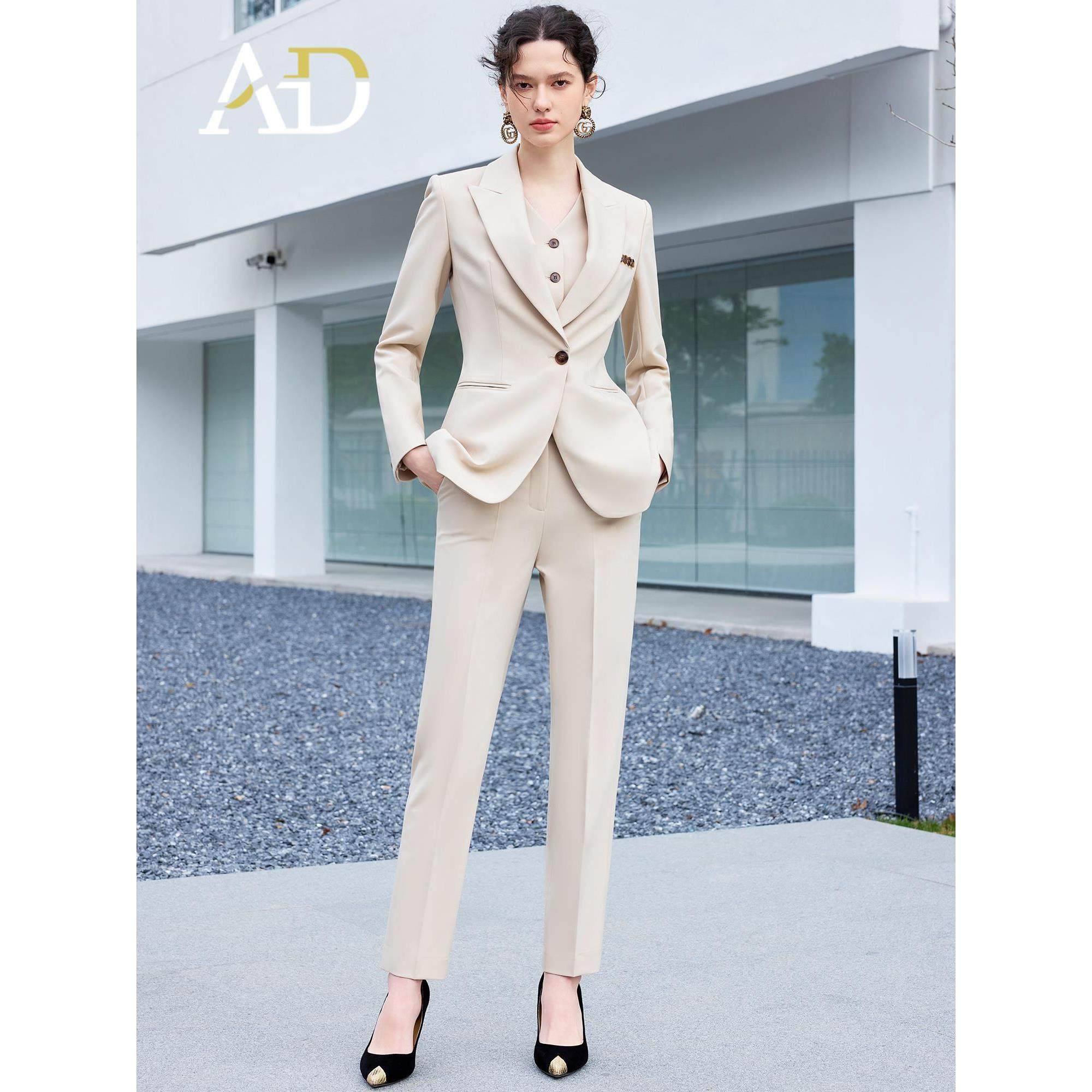 AD韩剧穿搭三件套装冬季女士西装套装时尚气质西服外套通勤职业装