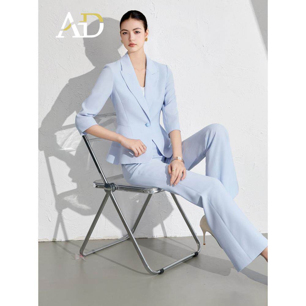 AD西装套装女通勤职业装2025夏季工作服高级感正式场合七分袖西服