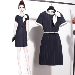 珠宝店工作服女夏 气质ol前台接待工装 高端职业连衣裙修身 显瘦时尚