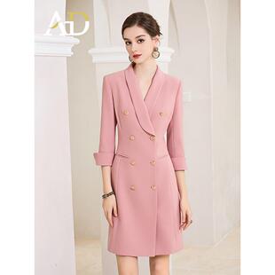 AD气质青果领西装连衣裙女主持人上镜正装裙子播音艺考面试职业装