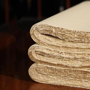 安徽泾县半生熟仿古毛边纸仿手工竹浆纸书法练习纸机制用纸100张