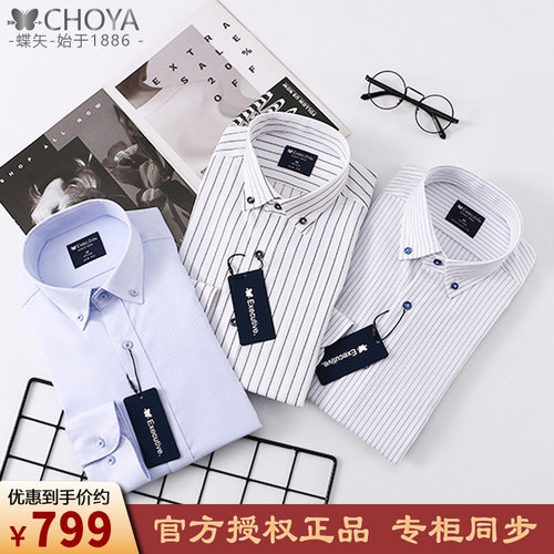 CHOYA蝶矢方领长袖商务免熨烫