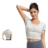 恤 高级感上衣外穿运动休闲健身短袖 瑜伽短袖 带胸垫女不跑杯修身