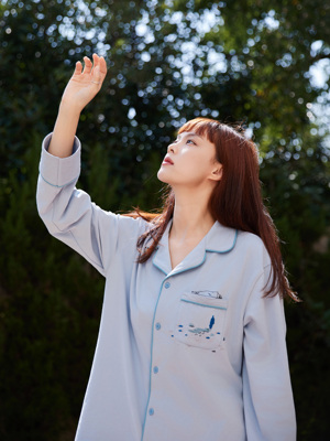 三号黑店纯棉睡衣男女同款长款新