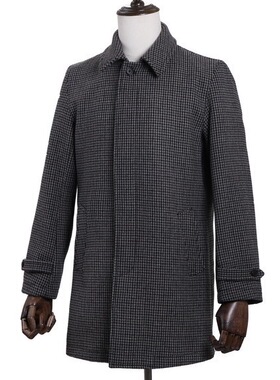 CDP复古服饰 C.D.P. 千鸟格巴尔马肯风衣 balmacaan