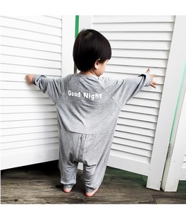 韩版 宝宝莫代尔睡袋春夏装 睡衣2024新款 儿童家居服连体长袖