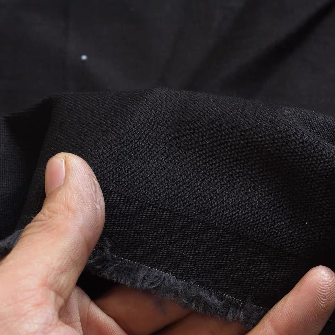 土耳其ORTA高弹力黑色牛仔布料细腻质感高品质柔软舒适高定长裤子