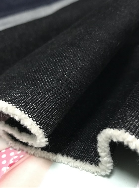 加厚牛仔布料裤土耳其丹宁进口意大利设计师高品质水洗棉柔软黑色