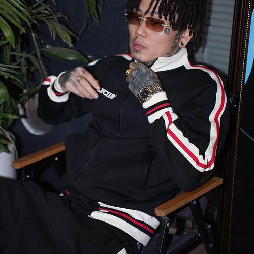 TGFCLUB 25SS 3头蛇刺绣街头drill美式运动织带重磅卫衣卫裤套装