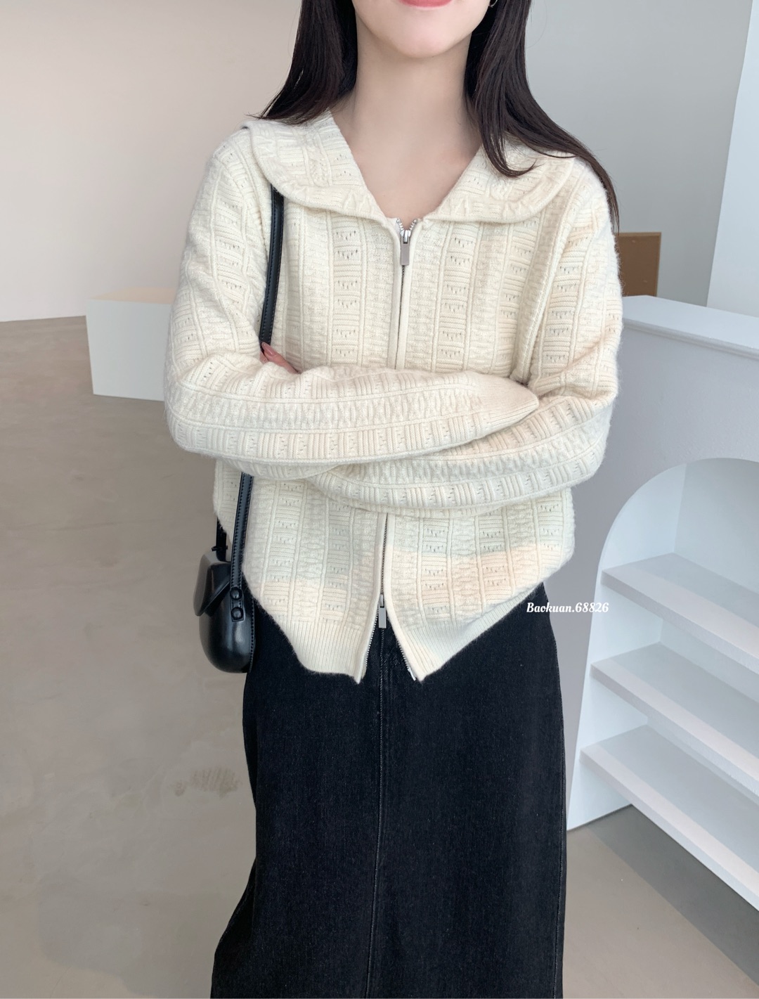 刺绣卡通连帽休闲宽松细条纹长袖针织衫卫衣套头上衣秋冬韩系帽衫