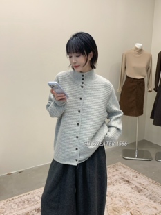 秋冬新款女韩版宽松时尚单排扣高领开衫百搭休闲保暖线衫毛衣外套