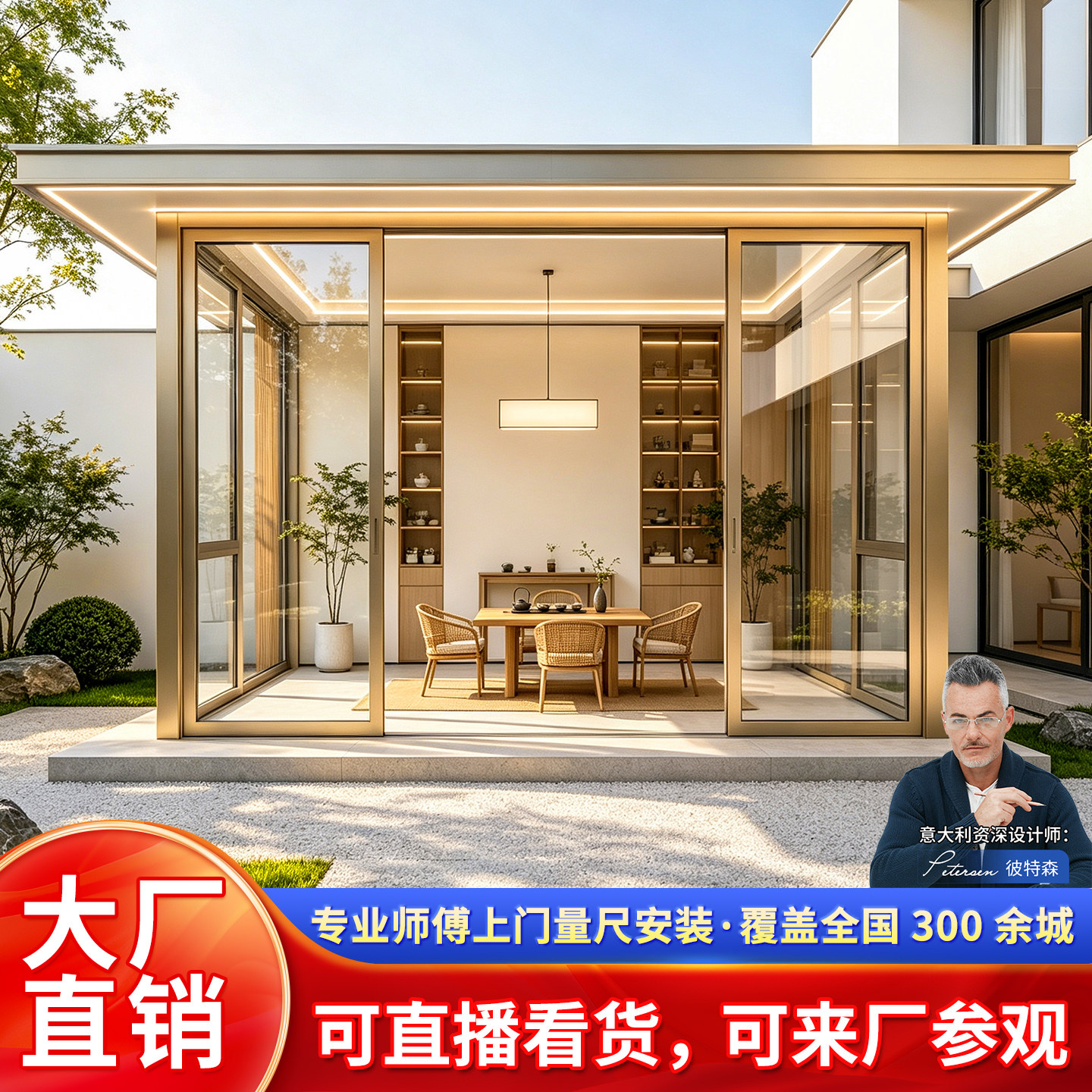 户外阳光房带吊顶定制铝合金凉亭图片