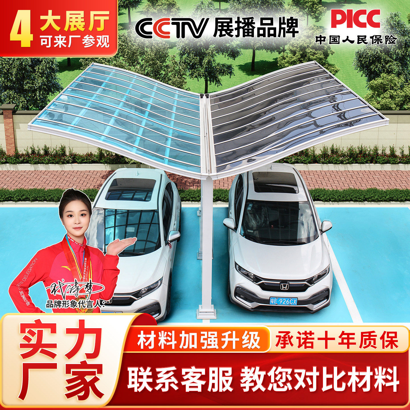 庭院双人位停车棚小区公园室外电瓶车自行车充电桩棚农村大门顶棚