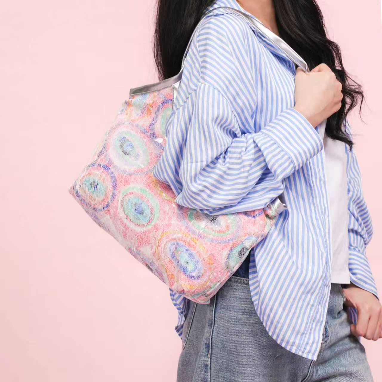 无则艺【蕾丝菜篮子包】粉色眼睛原创小众时尚腋下便携轻便,箱包皮具/热销女包/男包,单肩包,淘宝优惠券,粉丝福利购,淘宝优惠卷