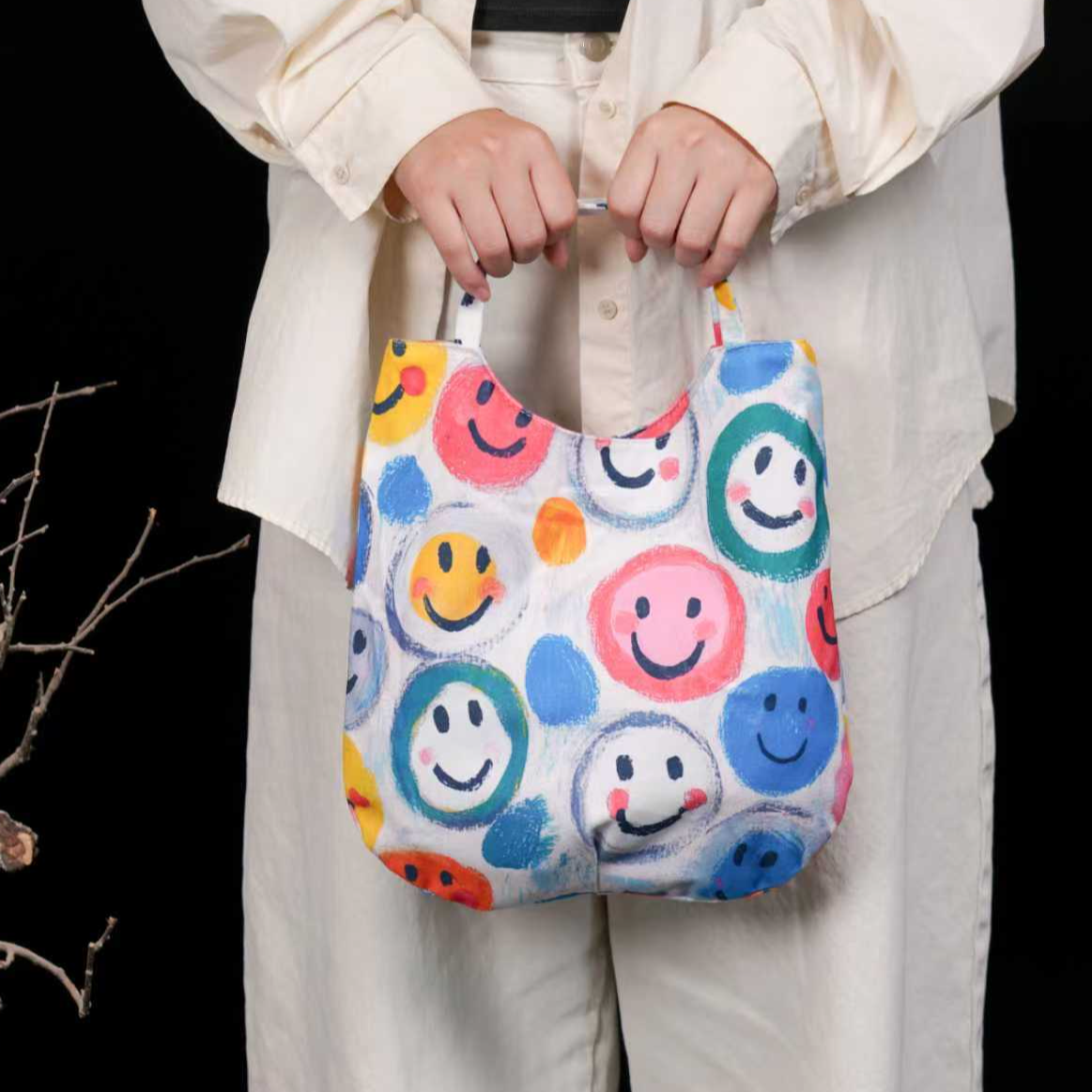 无则艺【小手提包】笑脸时尚印花运动单肩环保百搭便捷休闲轻便,箱包皮具/热销女包/男包,单肩包,淘宝优惠券,粉丝福利购,淘宝优惠卷