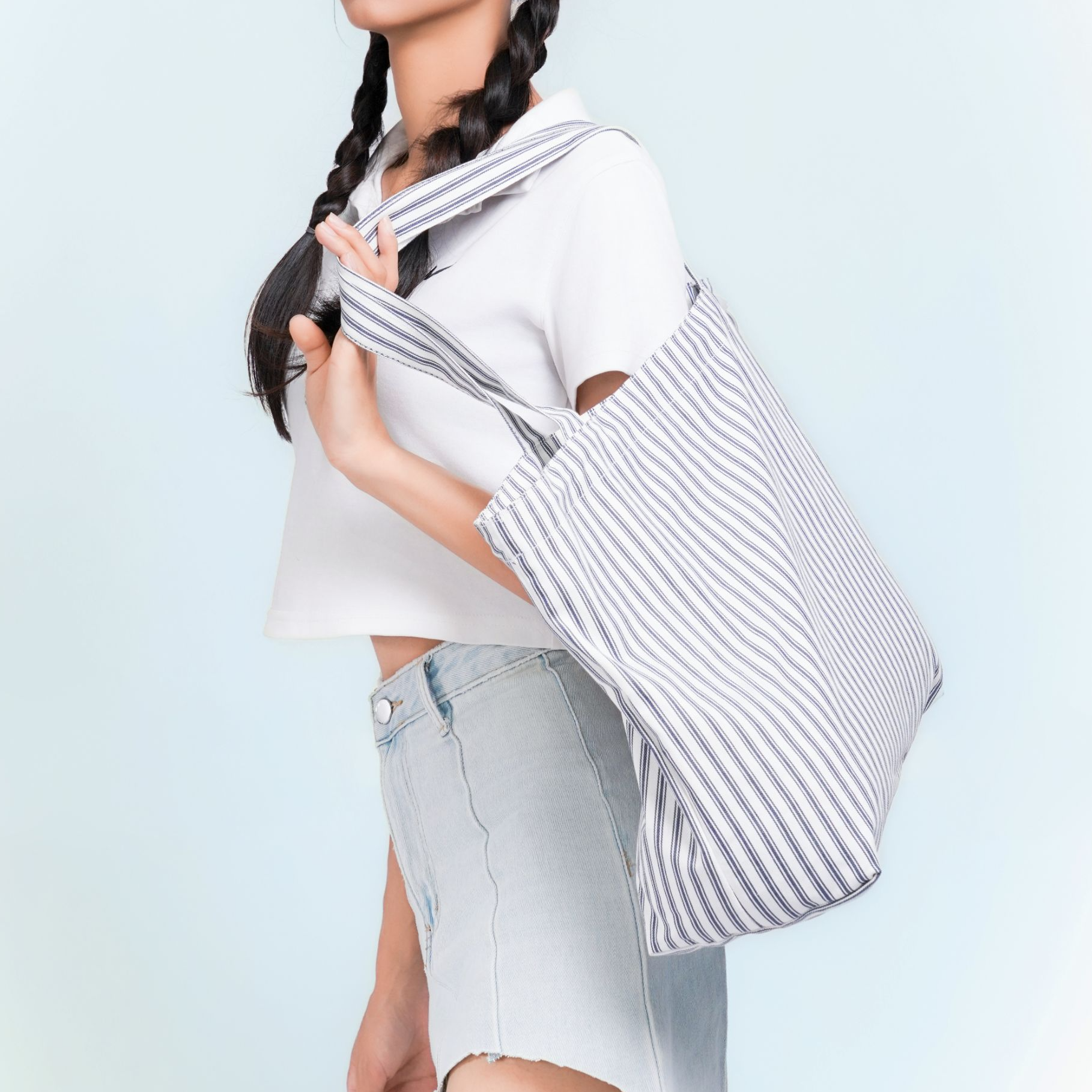 无则艺【单层抽绳包】素蓝条纹女休闲通用小众单肩百搭个性文艺便,箱包皮具/热销女包/男包,单肩包,淘宝优惠券,粉丝福利购,淘宝优惠卷