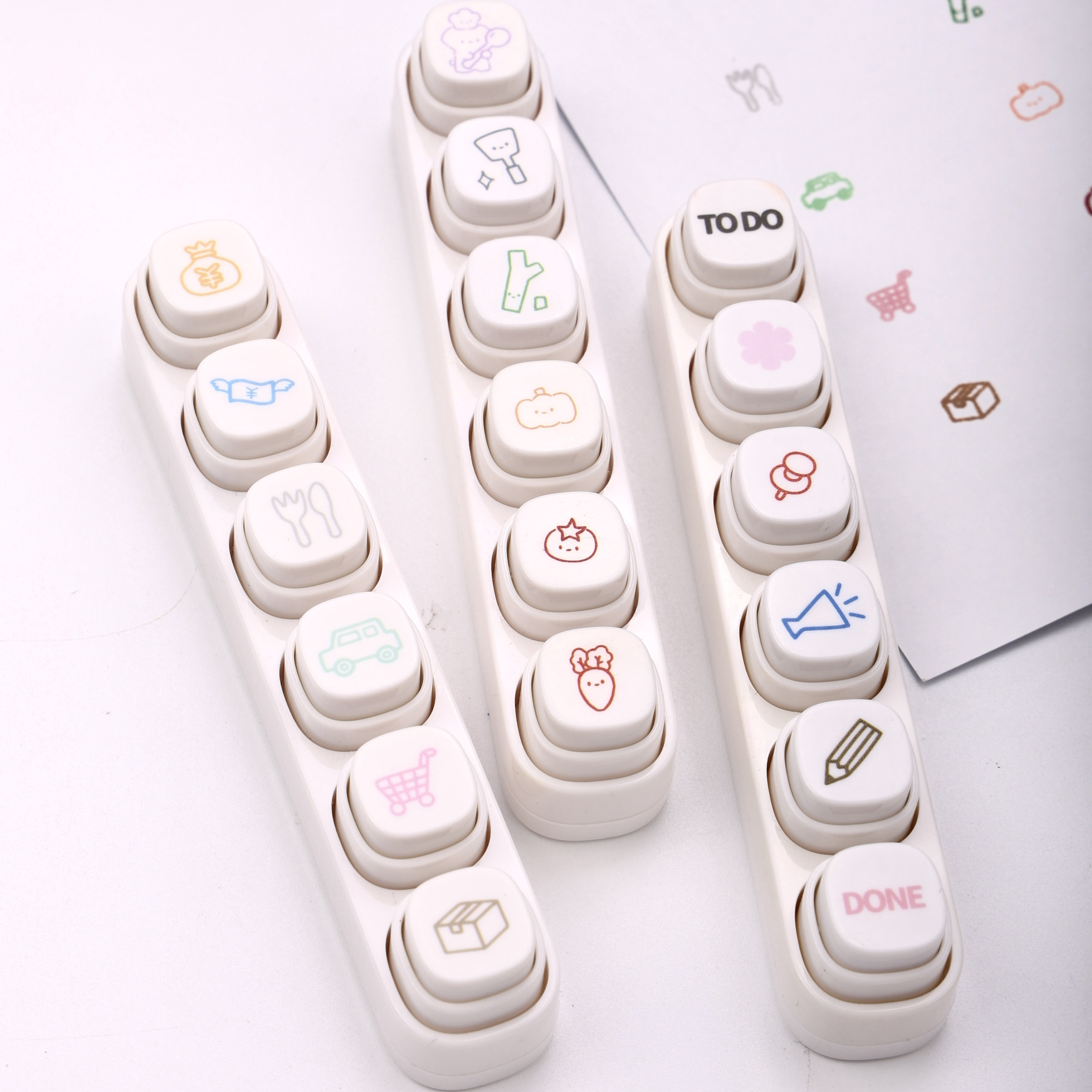 可得优按键式手帐印章可爱记账手账TODO计划本六联按键手帐印章日程本装饰diy打卡素材按钮式便携浸透图章yz