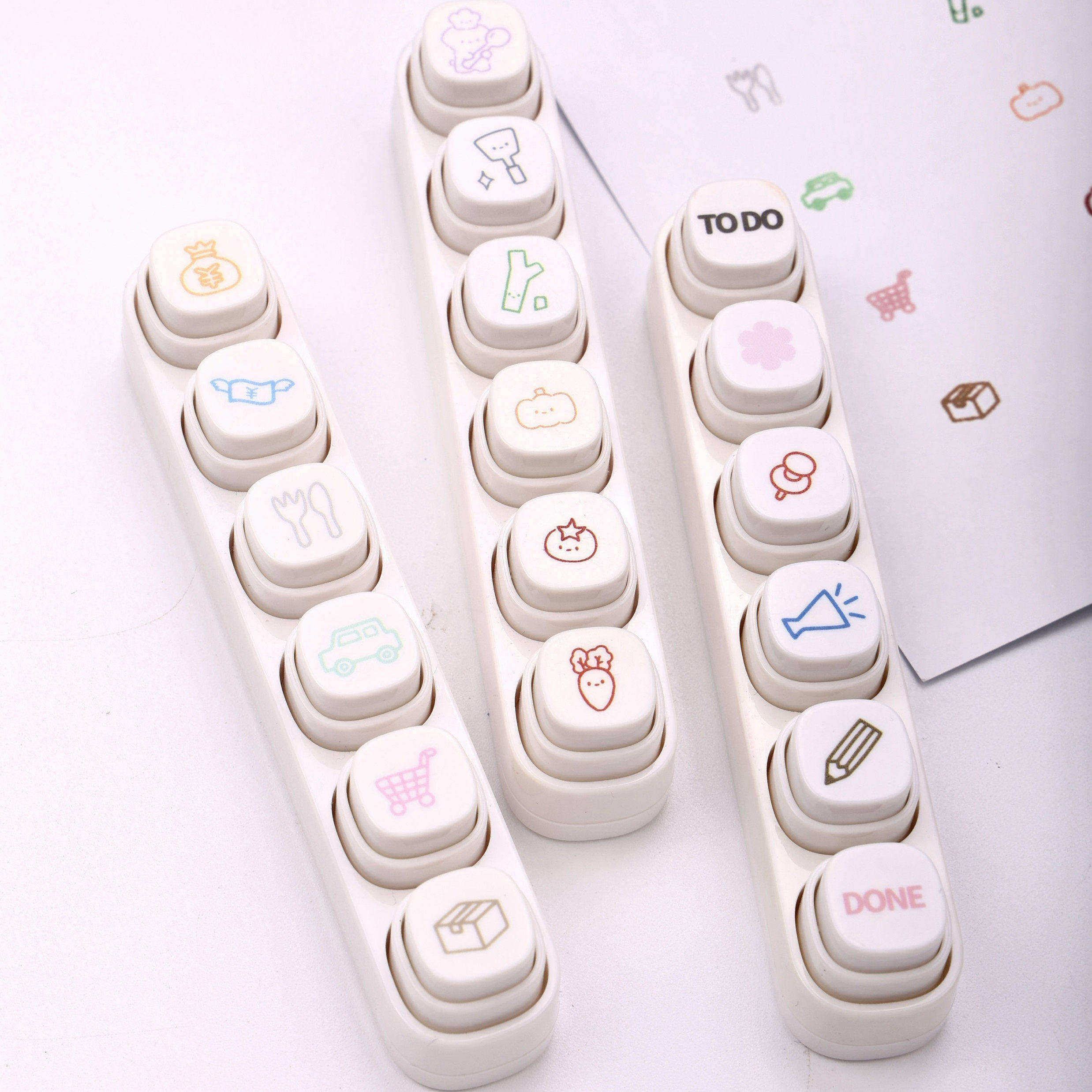 可得优按键式手帐印章可爱记账手账TODO计划本六联按键手帐印章日程本装饰diy打卡素材按钮式便携浸透图章yz