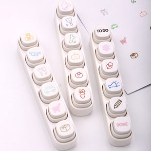 便携浸透图章yz 饰diy打卡素材按钮式 可得优按键式 手帐印章可爱记账手账TODO计划本六联按键手帐印章日程本装