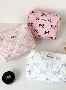 ins韩版高颜值少女蝴蝶结化妆包学生护肤品便携洗漱包简约收纳包