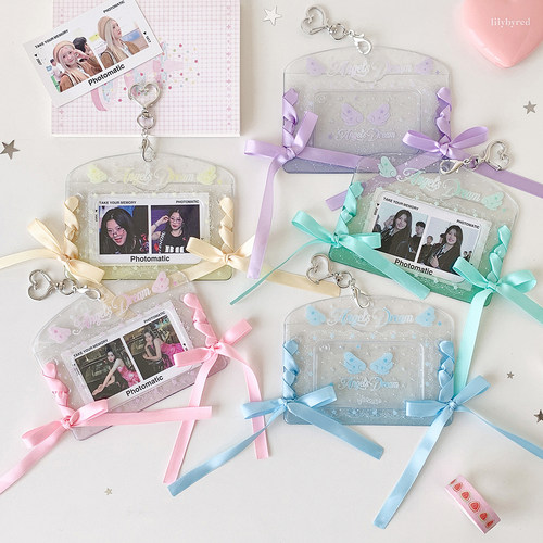 夏季透明PVC闪粉挂件卡套少女3寸横款透明小卡展示卡套公交卡包