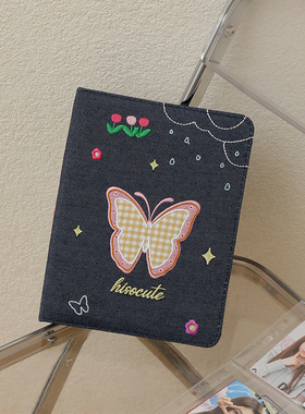 韩版布艺A5四宫格蝴蝶相册少女牛仔面卡册学生三寸明星小卡收纳册