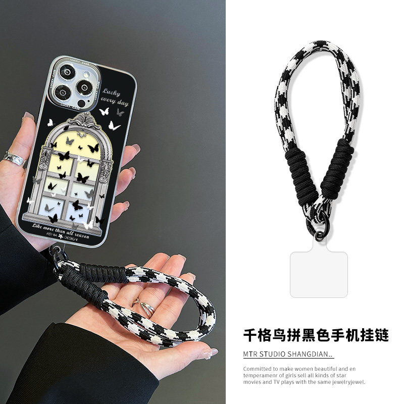 千格鸟黑色手机挂链挂绳短款链子适用苹果手机壳可爱创意15/14彩色挂件挂饰ins风时尚防丢网红装饰配饰品女,3C数码配件,手机挂件/手机链,淘宝优惠券,粉丝福利购,淘宝优惠卷