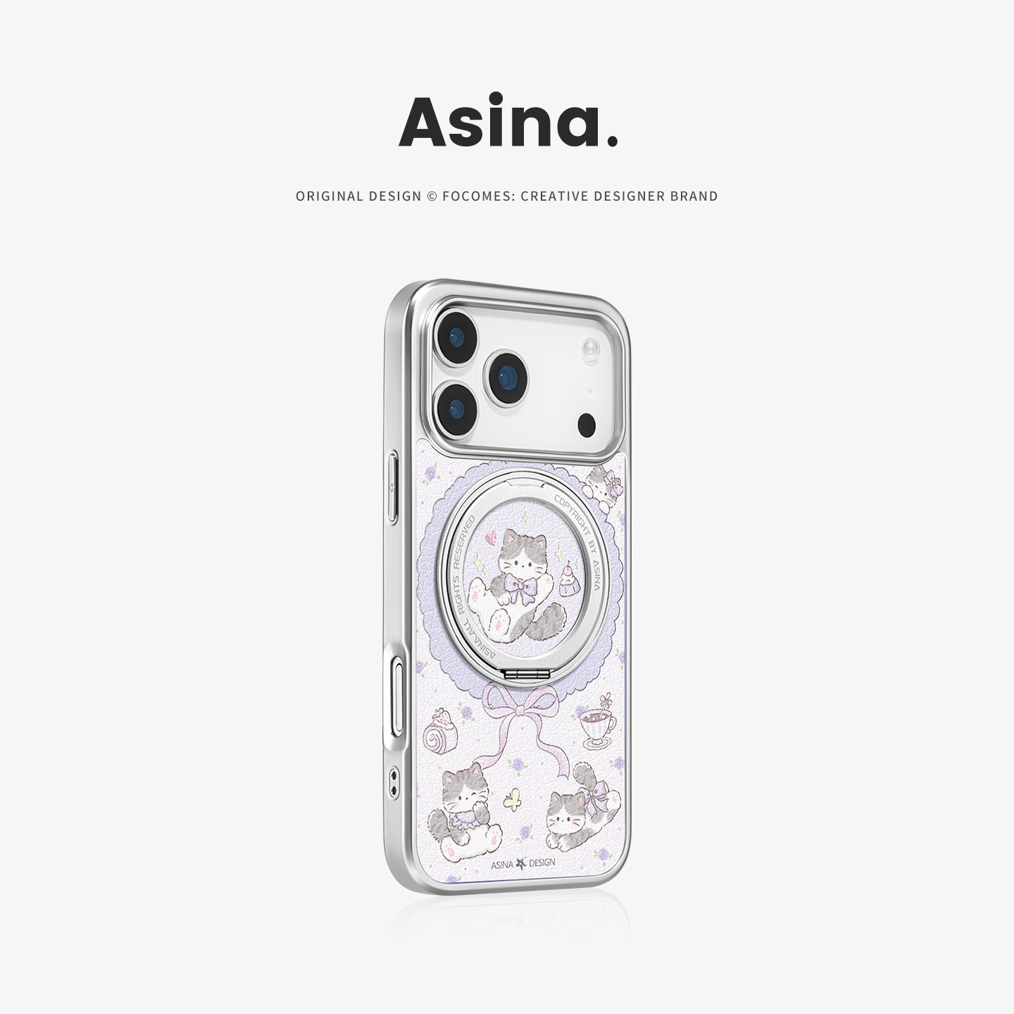 猫咪时光适用苹果17Promax手机壳新款iPhone16Pro磁吸带支架保护套Co2支点ip15可爱高级感14好看13pm全包女