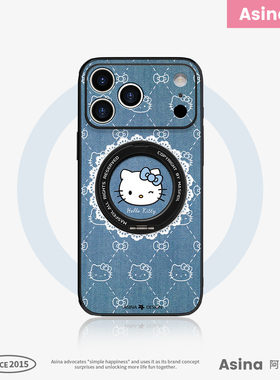 牛仔凯蒂适用苹果17Promax手机壳新款ip15磁吸带支架iPhone16Pro保护套支点14高级感Ho3可爱网红13pm全包防摔