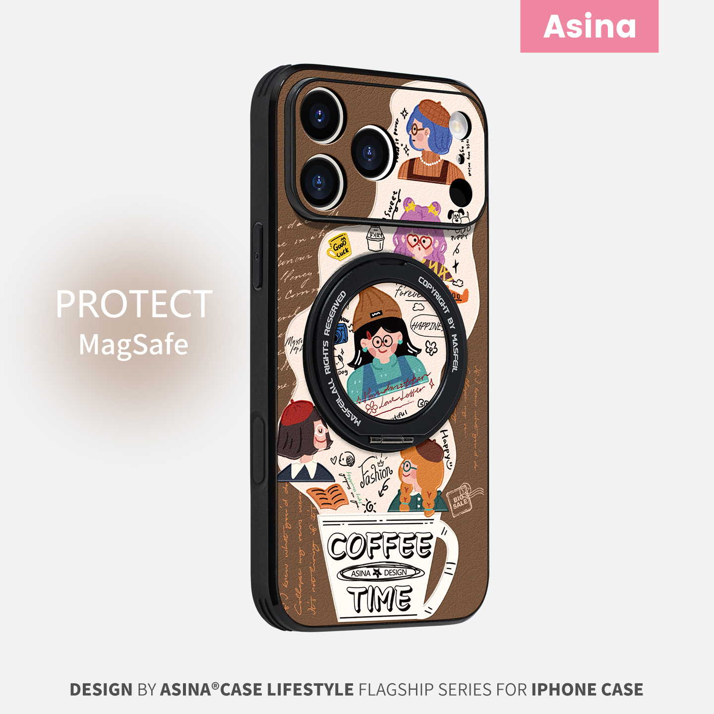 咖啡时间适用苹果17Promax手机壳新款ip15磁吸带支架iPhone16Pro保护套支点网红14高级感的Ho3女生13pm全包