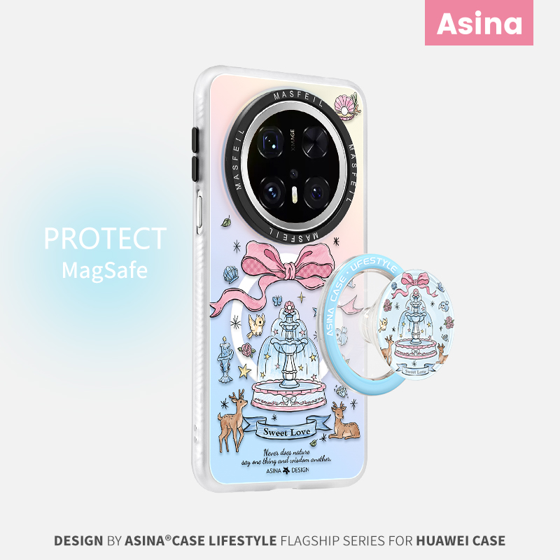 蝴蝶结喷泉适用华为Mate70pro手机壳磁吸新款mate60带支架p60保护套mt40e高级感mete50全包可爱超薄30小众女